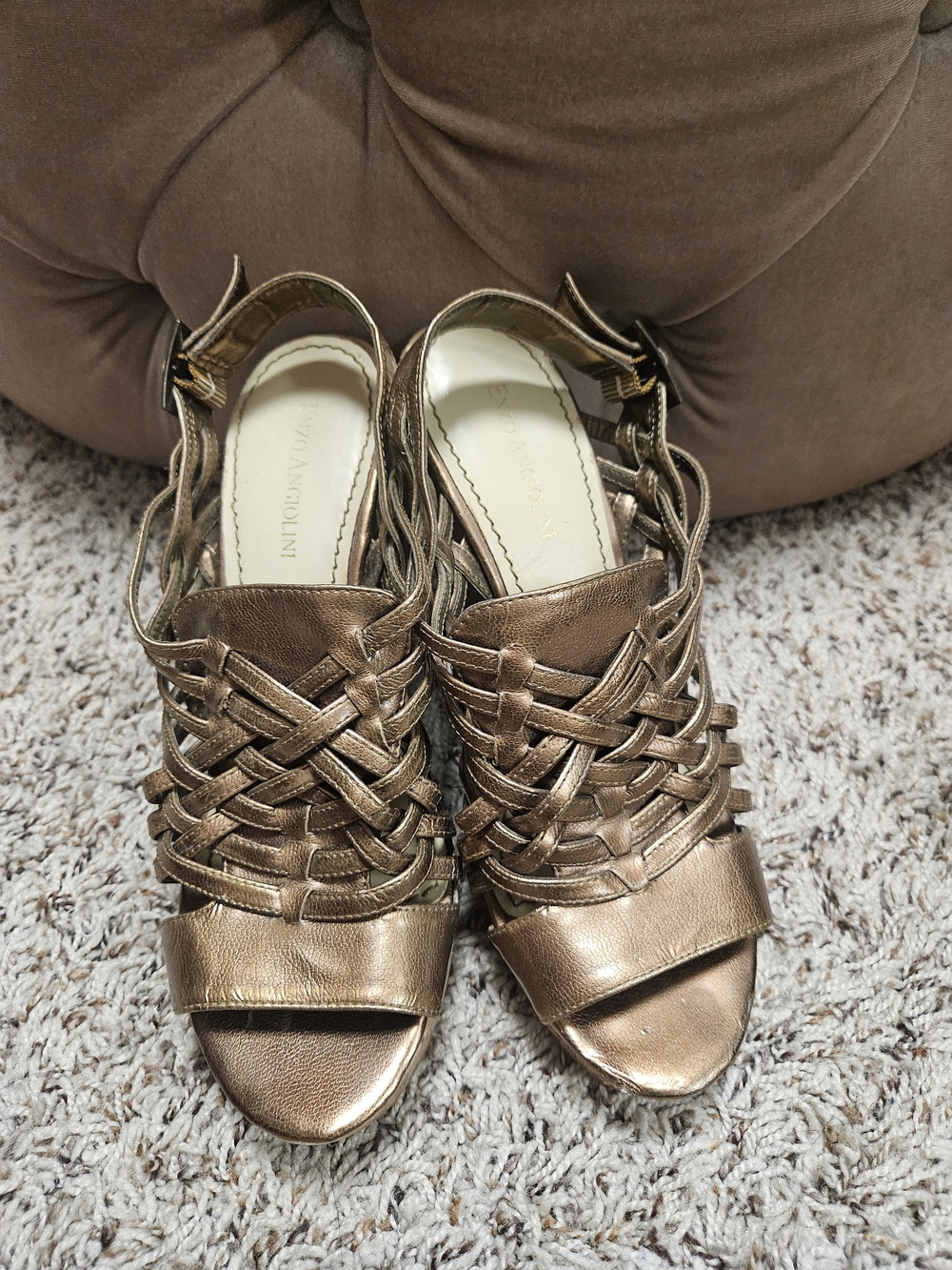 Bronze Woven Cork Wedge Sandals - Women - Picture 2 of 15